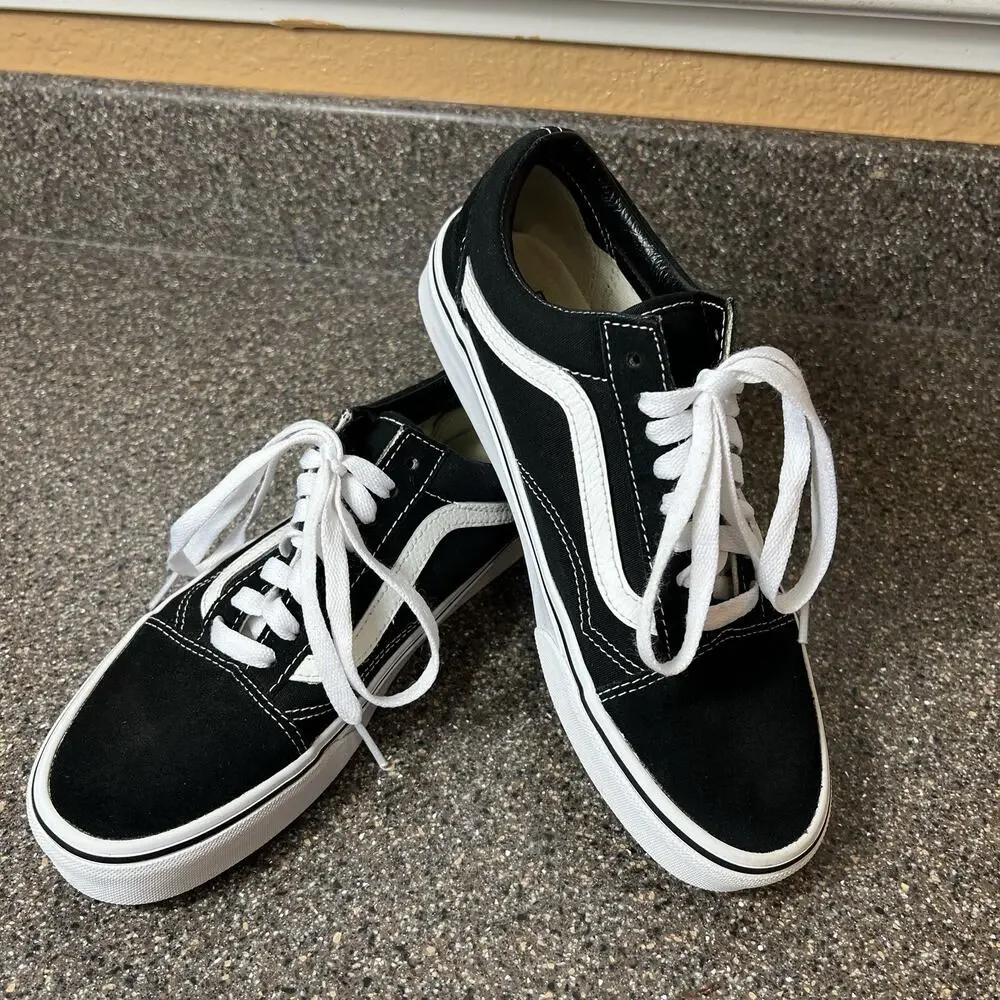 VANS Old Skool Black Classic Suede Canvas Skate Shoe Women 8.5 Low Lace Up Men 7